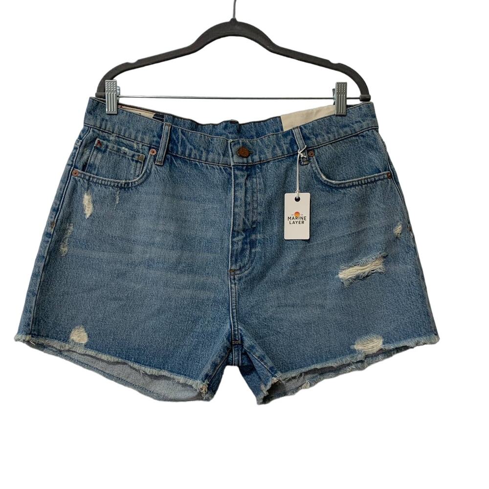 Marine Layer Sasha Blue Jean Denim Distressed Shorts Medium Wash Size 31